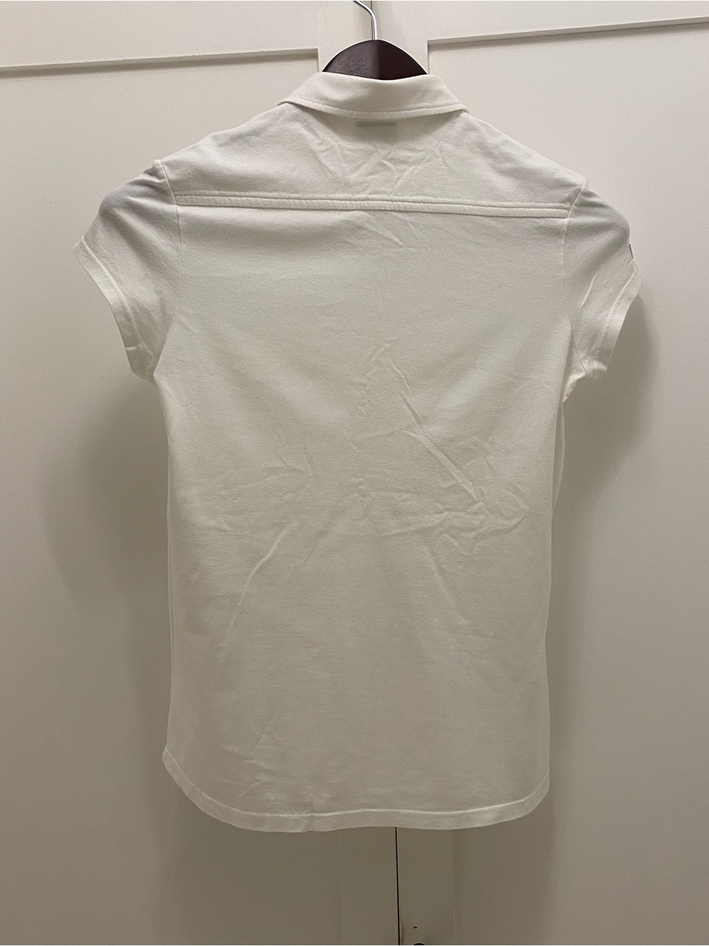 Lacoste Women's White Short-Sleeve Button-Down Polo with Green Logo - Picture 8 of 9